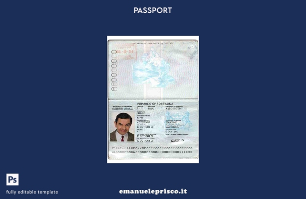 modello di passaporto del Botswana in stile verificato